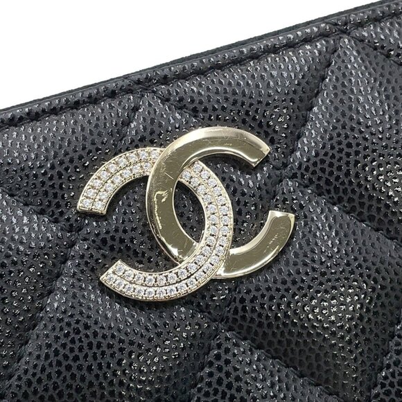 CHANEL Authentic Black Caviar Leather Logo Wallet - Picture 10 of 12